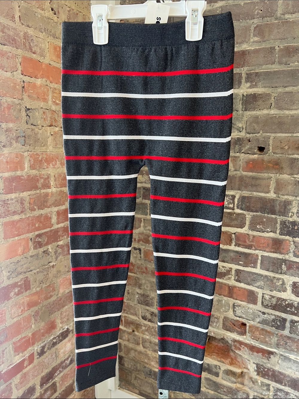 Epic Threads Black Leggings with Red and White Stripes